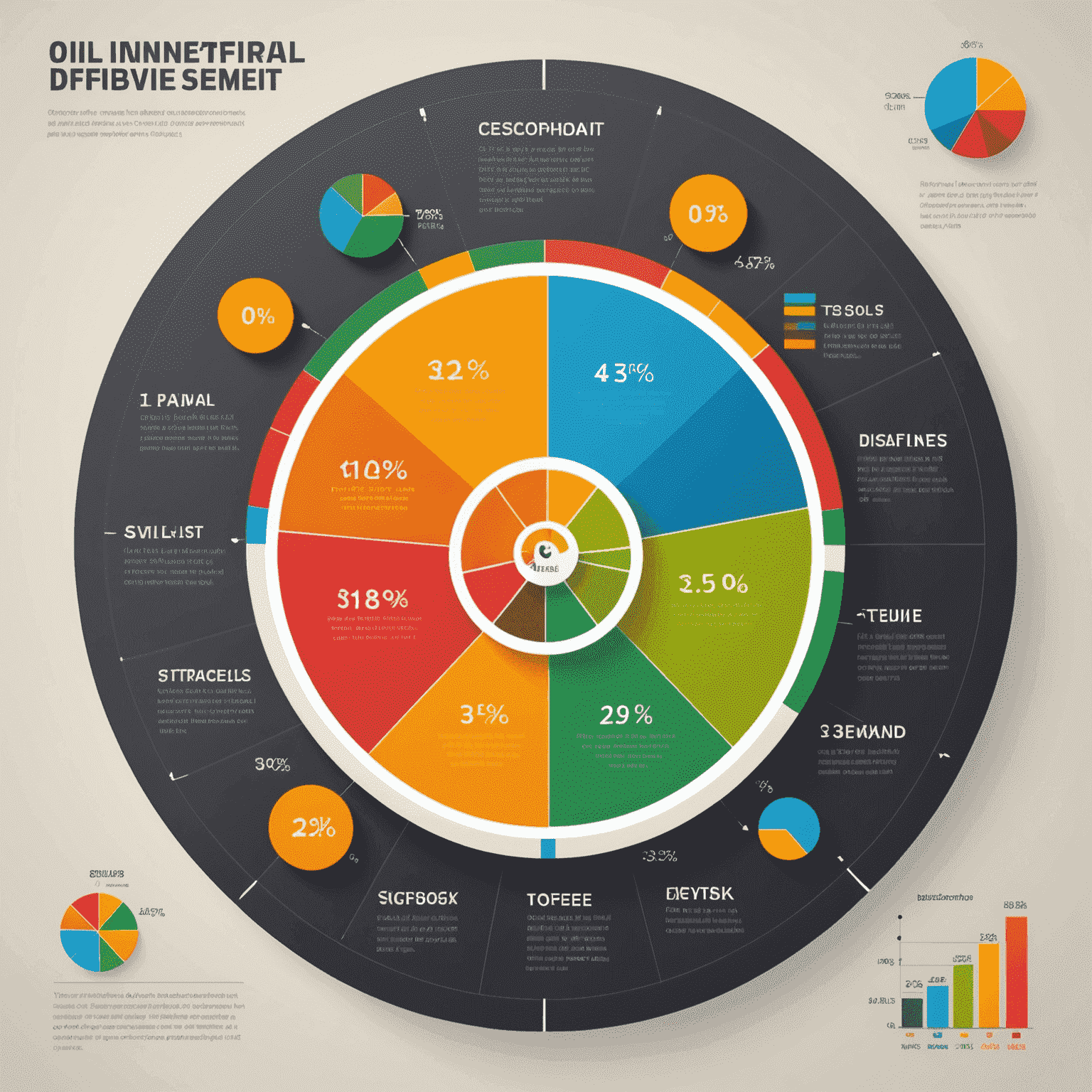 Infographic showing the breakdown of different oil investment types with colorful pie chart