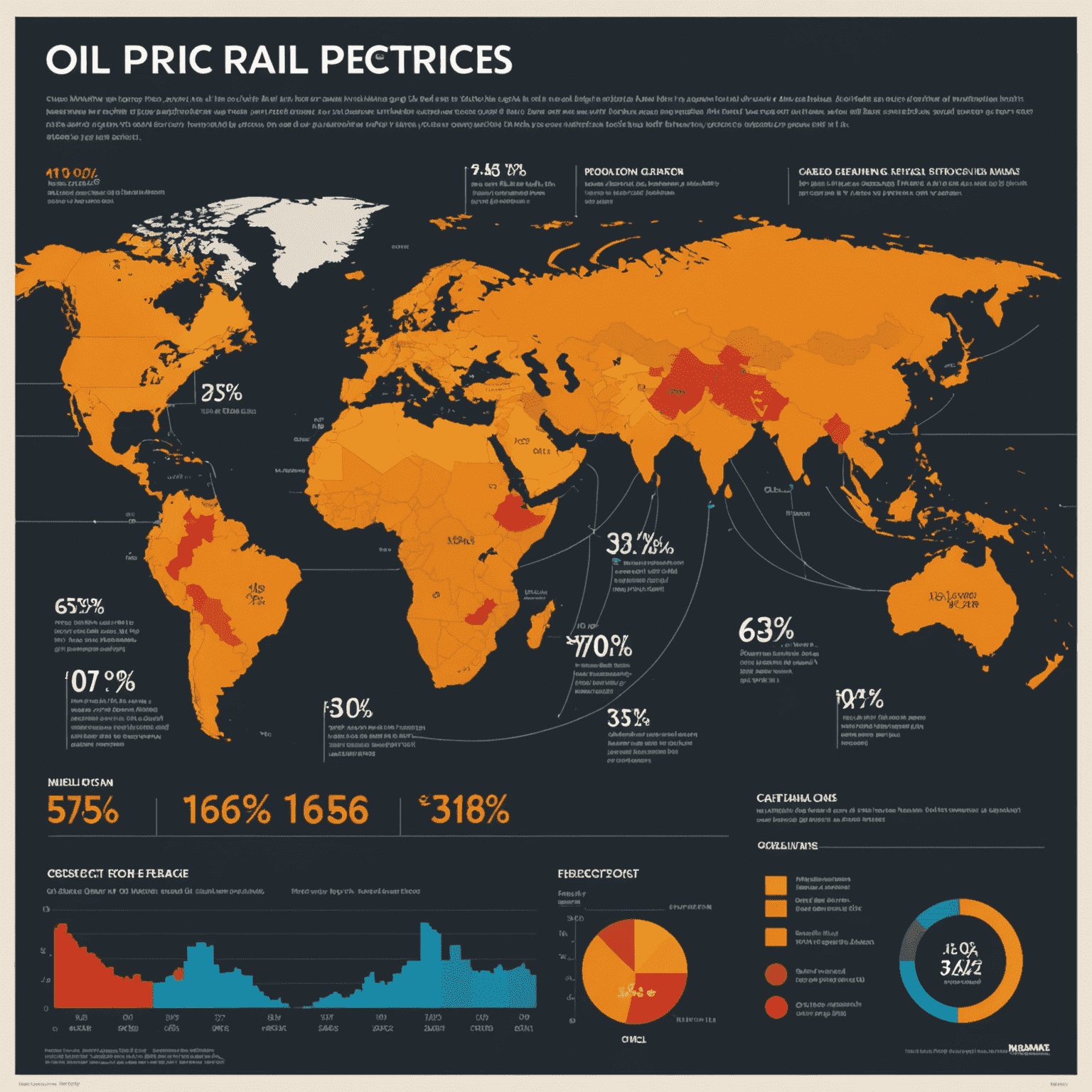 An infographic showing various factors affecting oil prices, such as global demand, production levels, and geopolitical events